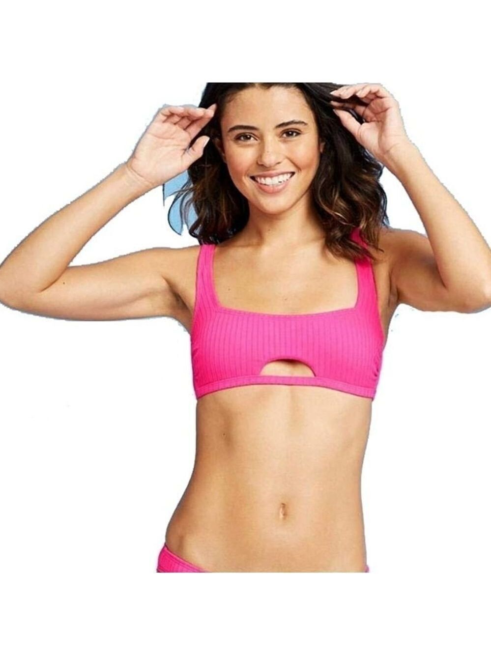 Xhilaration Sports Ribbed Swim Top 14W Pink Bikini